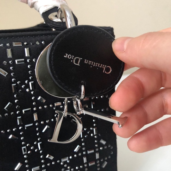 Mini Lady Dior black satin with cristals - Picture 7 of 12